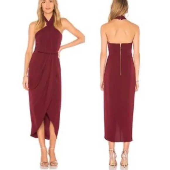Shona Joy | Dresses | Shona Joy Knot Draped Halter Midi Dress Color Burgundy Size 4 | Poshmark Shona Joy | Dresses | Shona Joy Knot Draped Halter Midi Dress Color Burgundy Size 4 | Poshmark